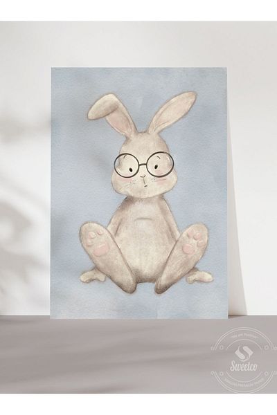 Sweetco Cute Rabbit Bunny - Αφίσα χωρίς πλαίσιο για Παιδικό Βρεφικό Δωμάτιο