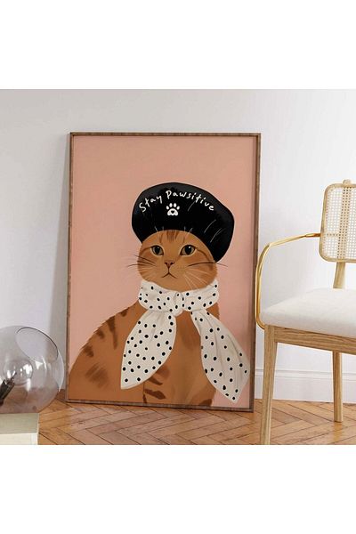 Sweetco Αφίσα γάτας - Stay Pawsitive χωρίς πλαίσιο