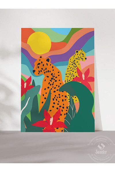 Sweetco Αφίσα Leopard χωρίς πλαίσιο |   Αυτοκόλλητο Βοτανικό Ζώο Φύση