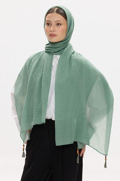 FENZA SCARF Βαμβακερό σάλι Freya Muslin Twisted Tassel