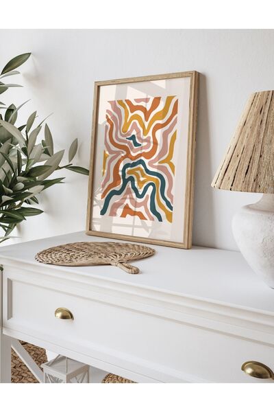 Sweetco Abstract Wavy Çerçevesiz Poster | Soyut Dalgalar Line Art Çizgi Poster