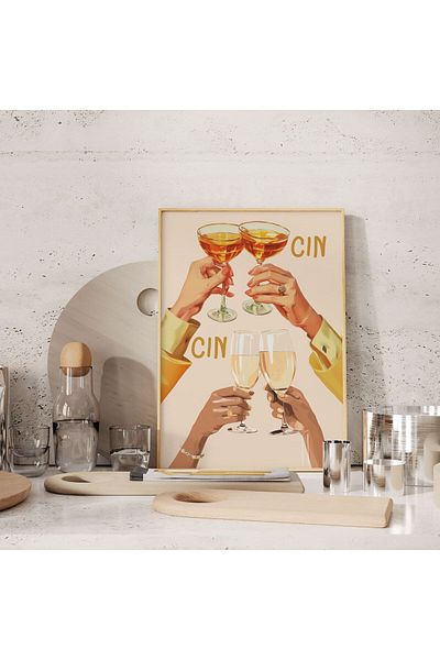 Sweetco Cheers Gin Gin Cocktail Margarita Champagne - Αφίσα χωρίς πλαίσιο