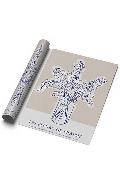 Sweetco Αφίσα χωρίς πλαίσιο Les Fleurs de Prairie |   Αφίσα λουλουδιών σε βάζο