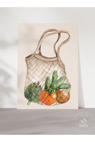 Sweetco Αφίσα χωρίς πλαίσιο για τσάντα αγορών |   Αφίσα κουζίνας τσάντας αγορών