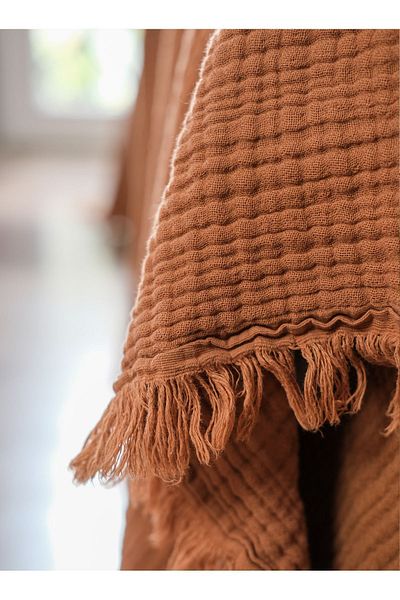 OTEXSA Tan 4 Layer Muslin Double Bedspread/Pike (260 X 220cm)