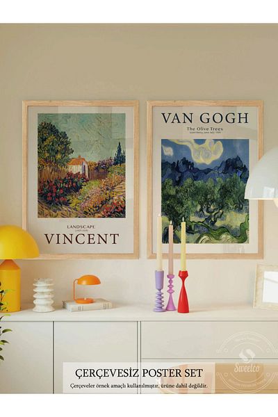 Sweetco Σετ διπλής αφίσας Vincent van Gogh χωρίς πλαίσιο - Αφίσα τέχνης 2 τεμαχίων