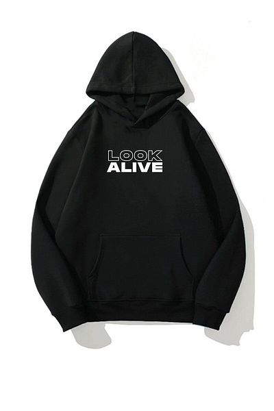 DEEPSENCE Φούτερ με μαύρη κουκούλα LOOK ALIVE Unisex - Πίσω στάμπα