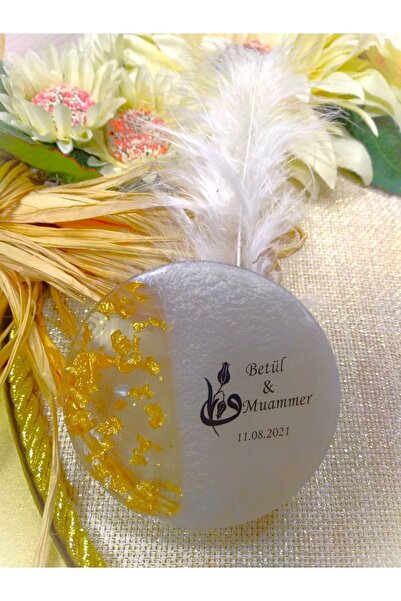 Murat Süs Yuvarlak Gold Epoksi Magnet Nikah Düğün Nişan Nikah Şekeri (30 ADET)