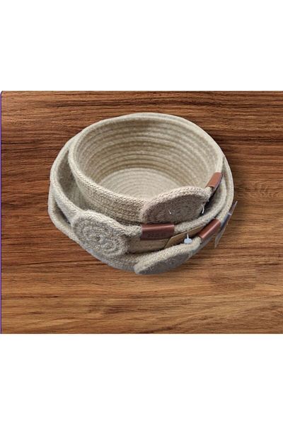 KaliteburdaAVM Natural Jute - 3-Piece Wicker Basket, Multi-Purpose
