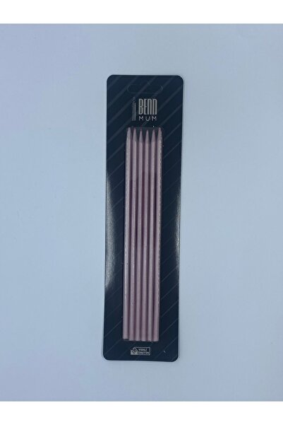 Uzun Metalik Pasta Mumu Pembe 20 cm 6'lı