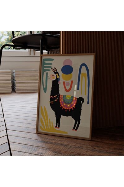 Sweetco Çerçevesiz Poster Colorful Lama | Renkli Lama Posteri