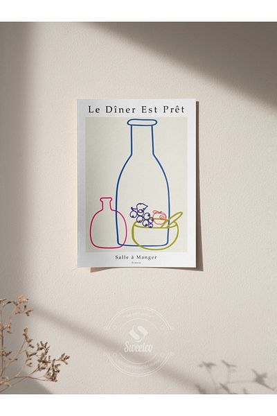 Sweetco Le Dîner est Prêt Αφίσα χωρίς πλαίσιο |   Αφηρημένη αφίσα κουζίνας