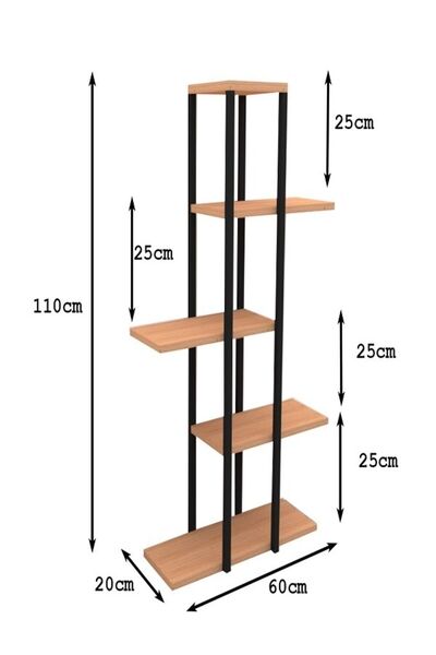 EGEMEV Dekoratif 5 Raflı Metal Çiçeklik Saksı Standı Saksılık