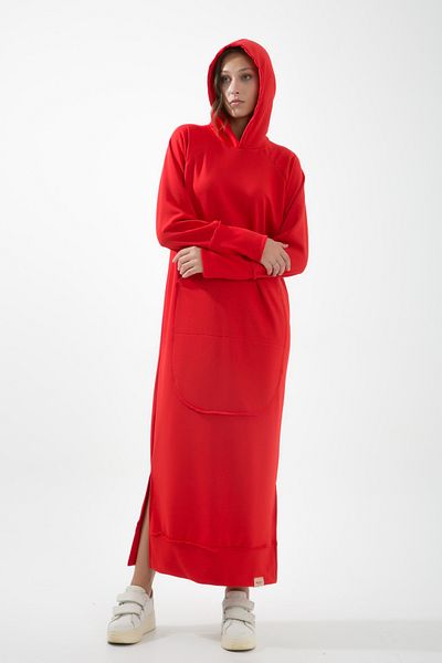 MuuBs Newlong Long 3 Yarn - Non-Rated Kangaroo Pocket Hooded Tracksuit Dress Sweat