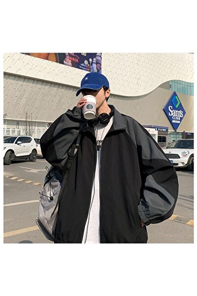 Köstebek Vintage Style-Retro Siyah Gri Paraşüt Ceket