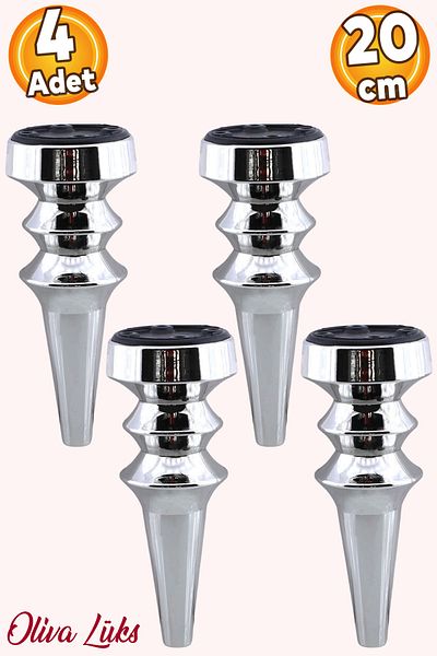 Badem10 Oliva Chrome 20 cm Furniture Sofa Armchair Tv Unit Console Heightening Riser Leg Feet 4 Pieces
