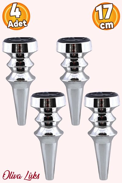 Badem10 Oliva Chrome 17 cm Furniture Sofa Armchair Tv Unit Console Heightening Leg Feet 4 Pieces