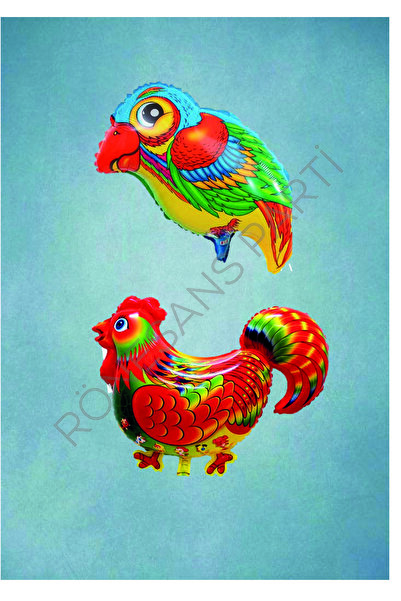 RÖNESANS PARTİ مجموعة بالونات من رقائق الببغاء والديك مكونة من قطعتين