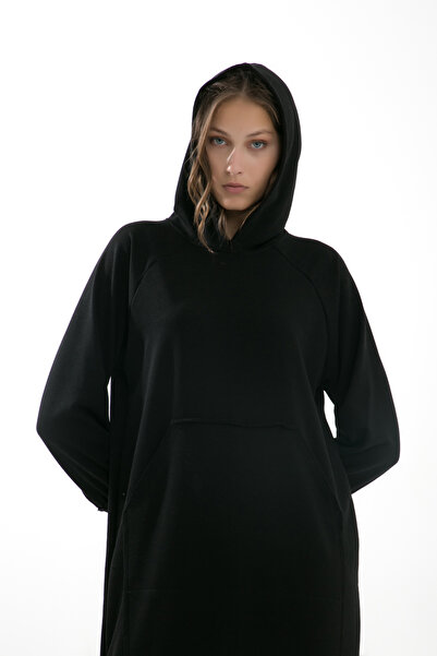 muub's NEWLONG UZUN 3 İPLİK ŞARDONSUZ KANGURU CEPLİ KAPŞONLU EŞOFMAN ELBİSE SWEAT