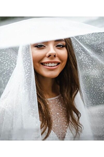 VENÜS MODA by Pınar Voal cu sclipici de 3 metri - tăiat oval, alb închis pent...