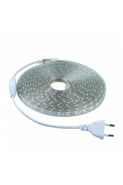 Atlantis 220 Volt Şerit 3 Çipli Hortum Şerit Led Aydınlatma + Fiş - 5mt - Beyaz Işık