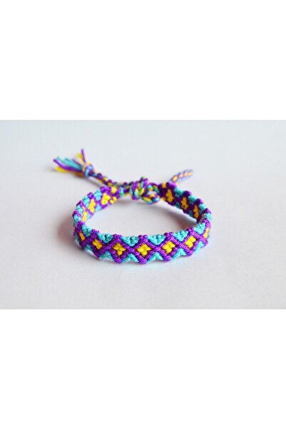 Bidüğüm Renkli Dokuma Arkadaş Bilekliği - El Emeği, Ayarlanabilir Boyut, Kalı...
