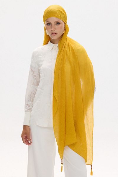 FENZA SCARF Freya Muslin Wrapped Tasseled Cotton Shawl