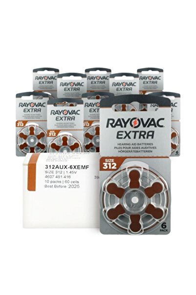 Rayovac Extra 312 Numara Işitme Cihazı Pili 6x10 (60 Adet)