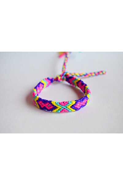 Bidüğüm Renkli Dokuma Arkadaş Bilekliği - El Emeği, Ayarlanabilir Boyut, Kalı...
