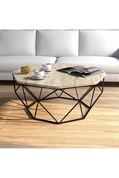 Variant Mobilya Variant Diamon d Metal Ayaklı Orta Sehpa - Traverten