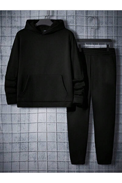 dwnwear 3 Yarn Cotton Fabric Winter Unisex Women Men Long Arm Bottom-Top Tracksuit Suit