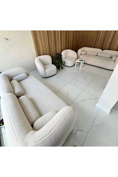 Bilgin Design Luna Koltuk Takımı 3+3+1+1 ( Teddy-Kırık Beyaz)
