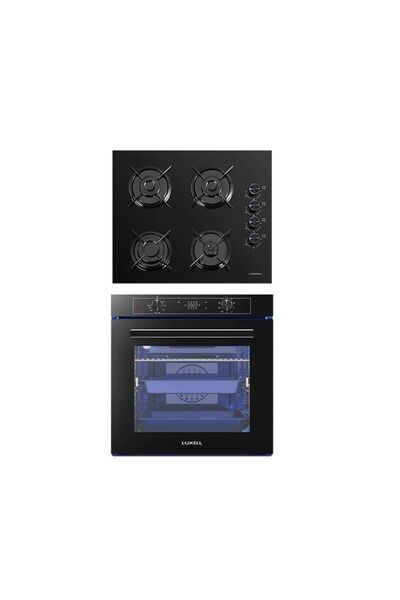 Luxell 88 Litre Platinium Siyah Ank Set A68-sgf3 Fırın /oc88 Cam Ocak