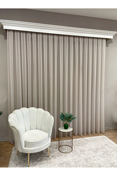 Brillant Linen Look 1/2.5 Normal Pleat -Latte Beige Color Tulle Curtain