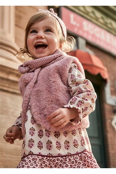 MAYORAL Pink Furry Baby Girl Vest - 2327