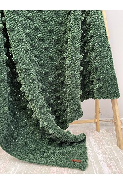 örgü Ponponlu battaniye kadife 130x120cm