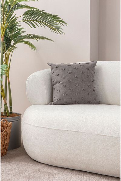 dekomall home & living Pernă de țesut din in cu buline Antracit 35x50 cm