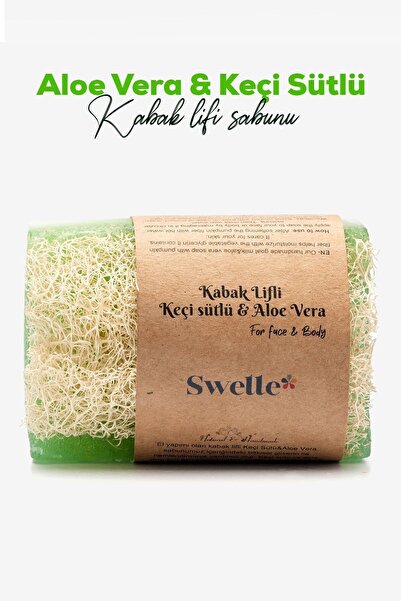 SWELLE Doğal %100 El Yapımı Kabak Lifli Aloe Vera & Keçi Sütü Özlü Sabun