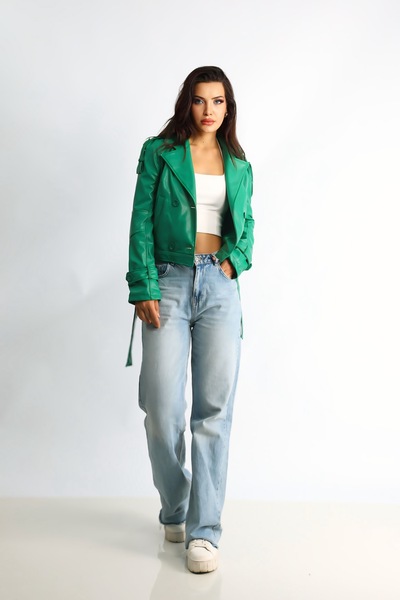 SahraAfra Flora Women - Jachetă Biker din piele artificială