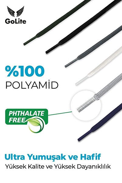 GoLite 120 Cm Oval Spor Ayakkabı Bağcığı , Atletik Bağcık 1 Çift - Siyah