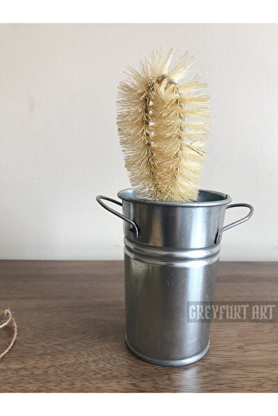 Home Galvaniz Kalemlik Organizer Çiçeklik Vazo Galvaniz Metal Gri Renk Kafe Cafe Tip Kalemlik Kaşıklık