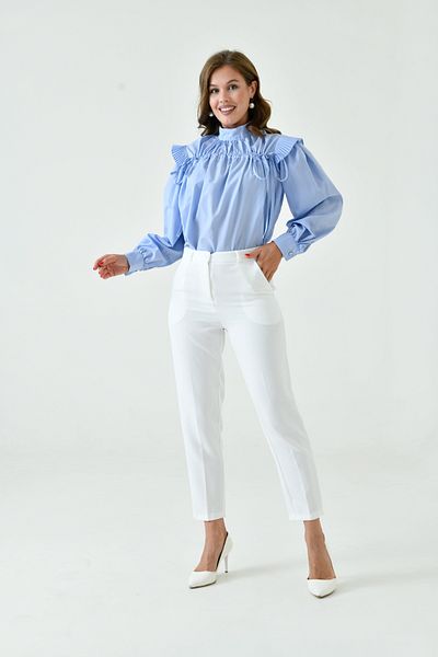 MOONSC Pantaloni albi morcovi