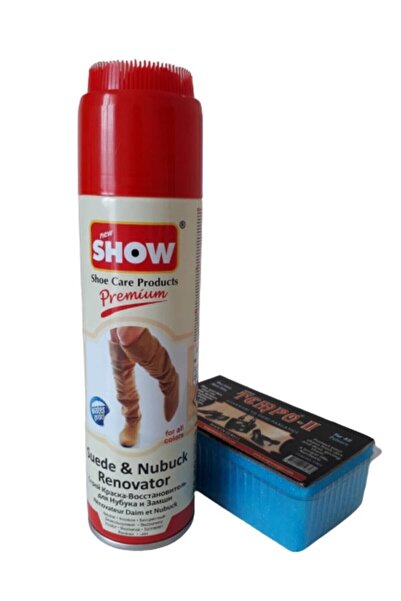 SHOW Süet Nubuk Sprey Natural Renksiz 250 ml Ve Temizleme Süngeri