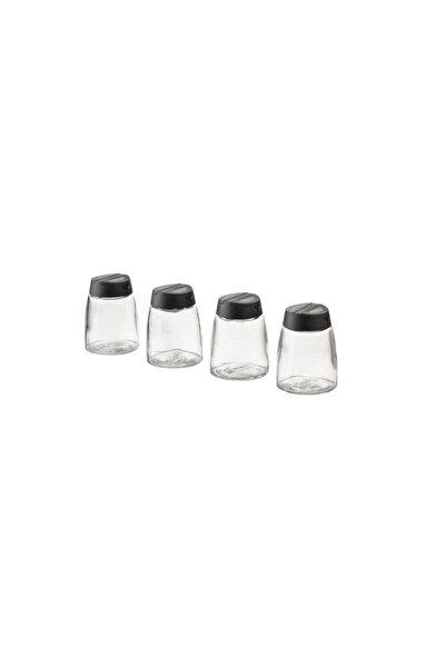 IKEA IHARDIG Baharat Kavanozu, Cam-Siyah, 15 cl, 4 adet