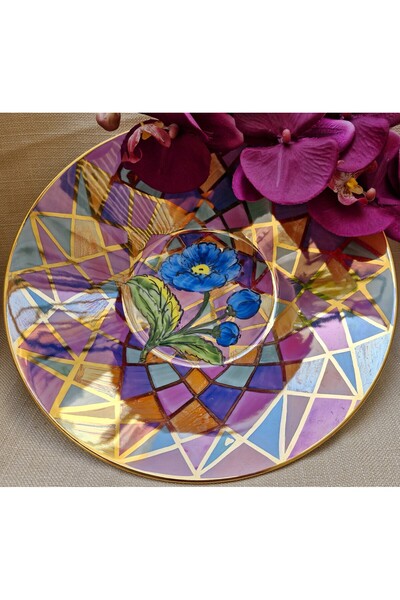 BY.RAYKA PORSELEN El Dekor DAMA PORSELEN EL BOYAMA ORTA SEHPA SUNUM TABAĞI