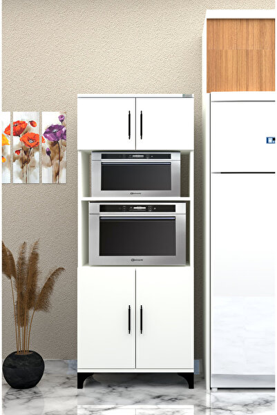 Buzkan Mobilya % 100 Mdf Çok Amaçlı Dolap, Fırın Ve Mikro Fırınlık Dolap_beyaz