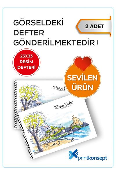 printkonsept 25X35 cm Spiral Cardboard Covered 2-Piece Picture Notebook - 15 Sheets