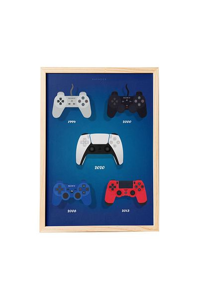 KAYNOCK Маса за плакати с джойстик за Playstation, Ps, Маса за плакати за геймъри, Маса за плакати за игри, Маса за дигитален дизайн