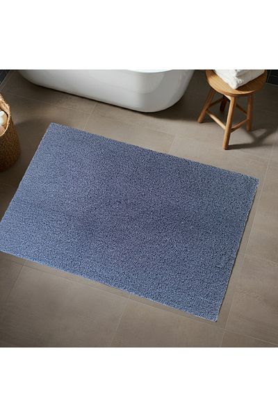 Prizma Navy Blue 2-Piece Curl, Non-Slip and Washable Bathroom Carpet and Mat - (60X100) (50X60)Cm