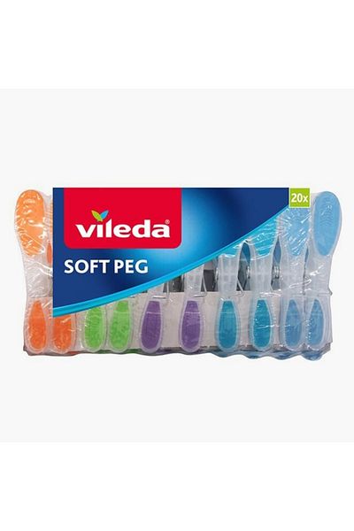 Vileda 20-Piece Premium Hooked Clothes Peg Set - 8x2x3 cm